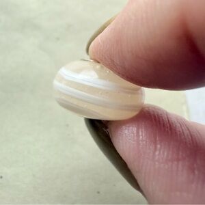 Trollbeads Ivory & White Stripe Glass Bead – Sterling Silver Core